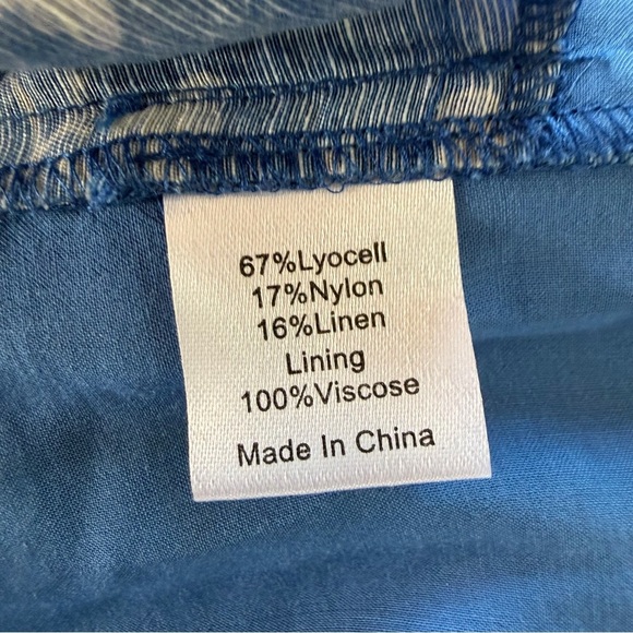 Tuckernuck Dress Womens Large Blue Floral Toile Long Slv Shift - Picture 10 of 14